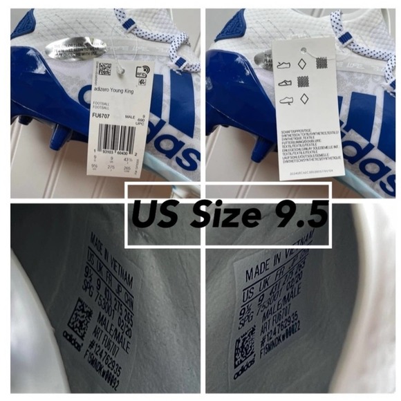 Adidas Adizero Reign Young King Football Cleat Blue Floral size 9.5 #FU6707 - Picture 6 of 13